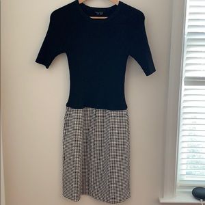 Theory Black and White Wool Dress